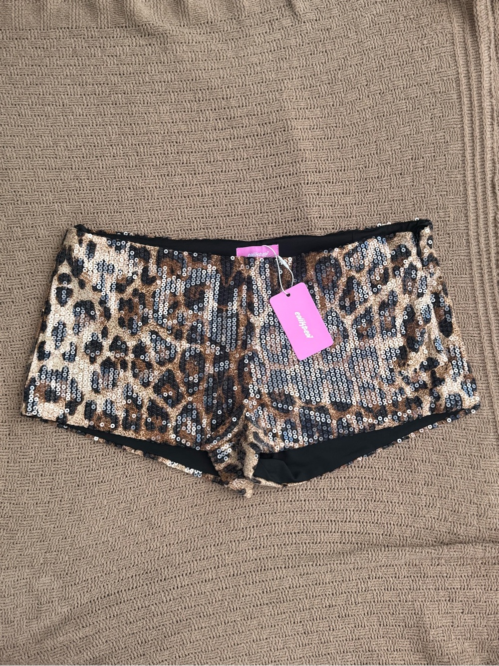 Sequin Leopard Printed Micro Shorts - Picture 5 of 5